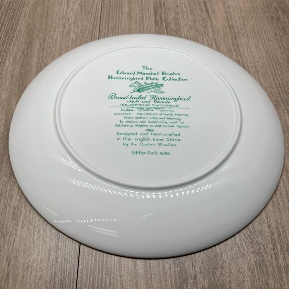 Vtg Boehm English Bone Porcelain Broad-tailed Hummingbird Plate Collection White - Picture 4 of 9